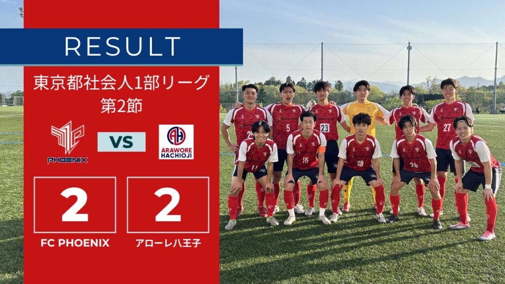 【結果情報】東京都1部リーグ 第2節 vs アローレ八王子(2-2)