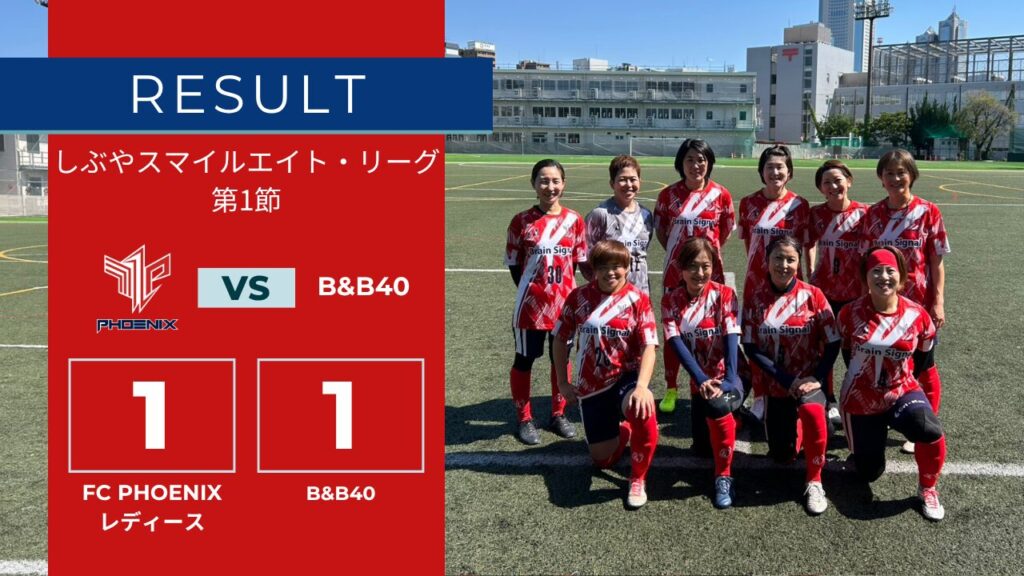 【結果情報】しぶやスマイルエイト・リーグ 第1節 vs B&B40（1-1）