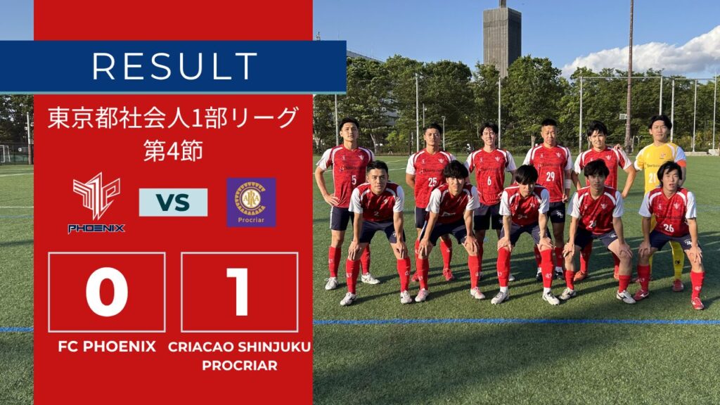 【結果情報】東京都1部リーグ 第4節 vs Criacao Shinjuku Procriar（0-1）