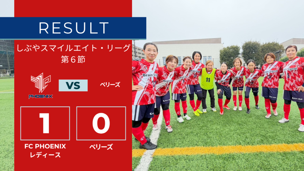 【結果情報】しぶやスマイルエイト・リーグ 第6節 vs ベリーズ（1-0）